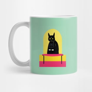 Dark Power Cat Retro Poster Vintage Art Funny Wall Turquoise Pink Illustration Mug